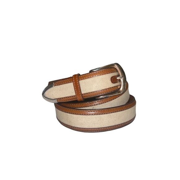 Aniline Kipskin Shoulders Cotton and Leather Belt Brass Buckle Tip Men SZ 42 - Picture 2 of 6